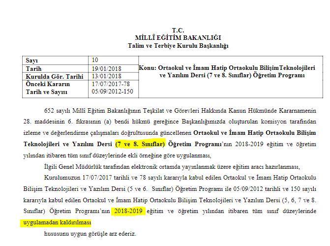 Bilişim Dersi 7. ve 8. Sınıflara Mı Kaydırılıyor?