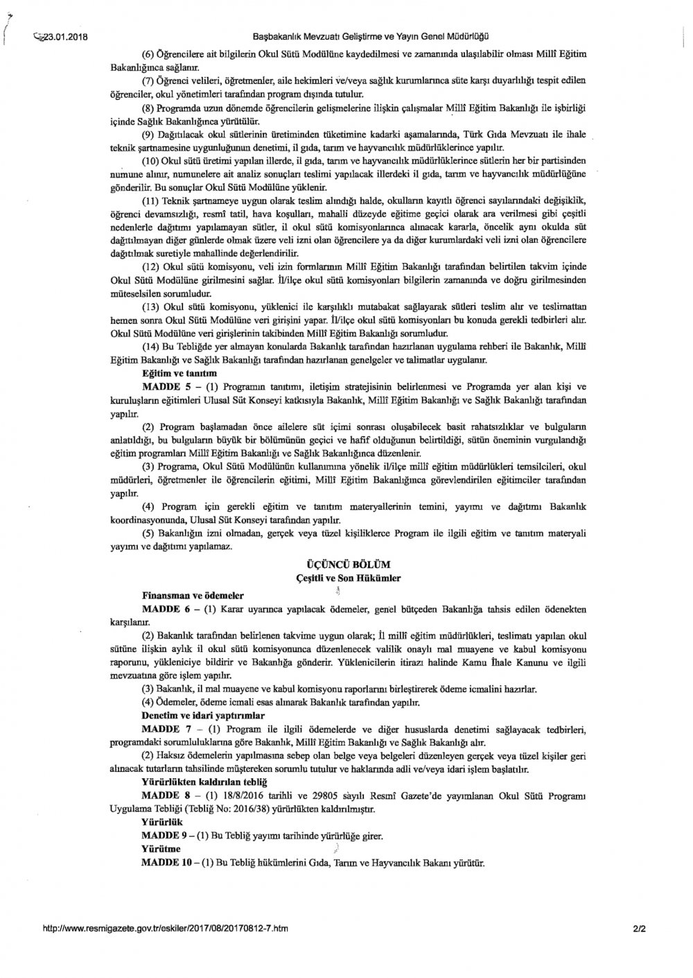 MEB'den ''Okul Sütü Programı Tedbirler'' Yazısı