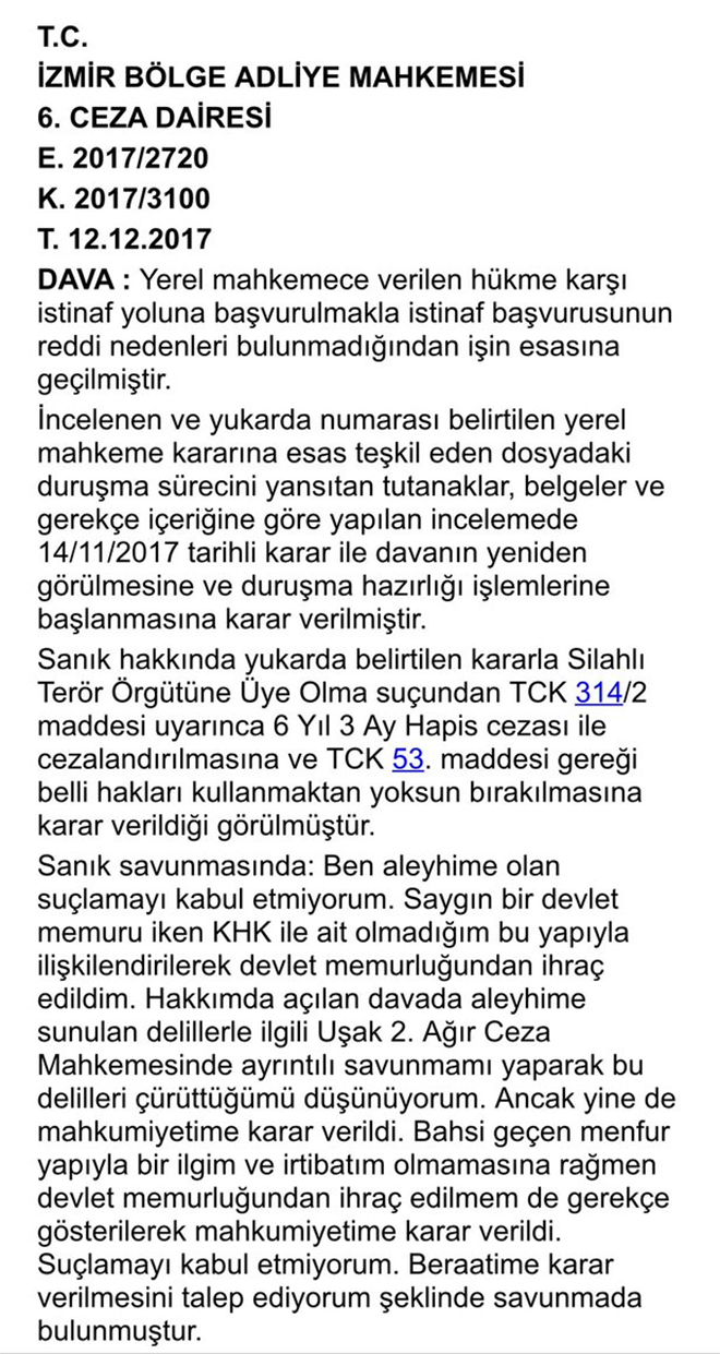 Banka hesabı ve sendika üyeliği olana beraat kararı