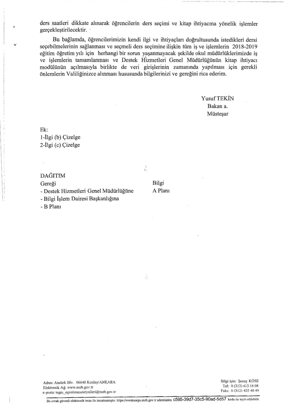 2018-2019 Eğitim Öğretim Yılında Okutulacak Seçmeli Dersler