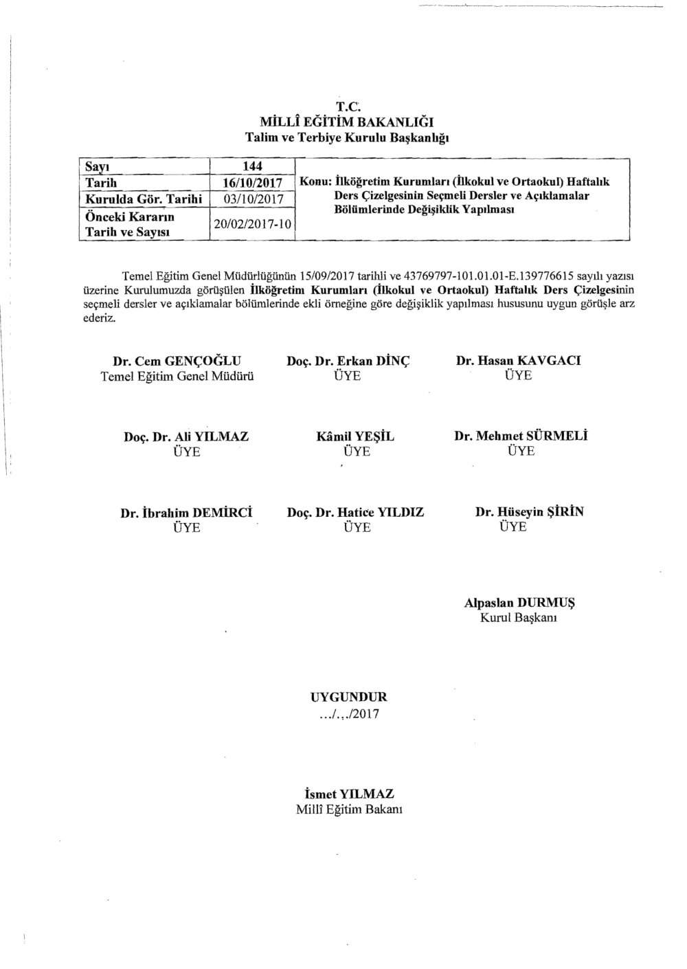 2018-2019 Eğitim Öğretim Yılında Okutulacak Seçmeli Dersler