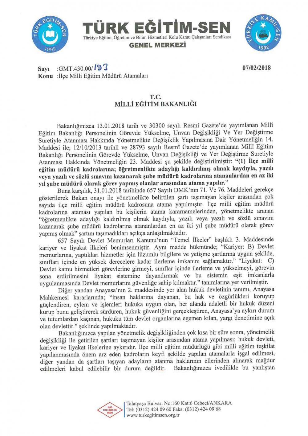 TES : MEB’den İlçe Milli Eğitim Müdürü Atama Skandalı