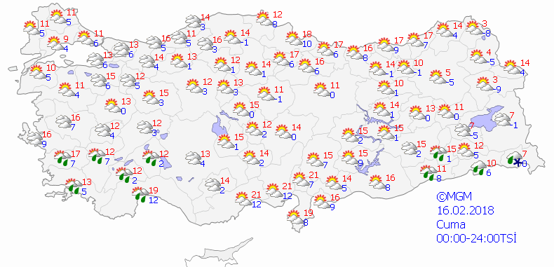 Türkiye'nin büyük bölümü güneşli-Haritalı