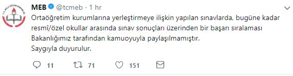 MEB'den ''Başarı Sıralaması'' Açıklaması