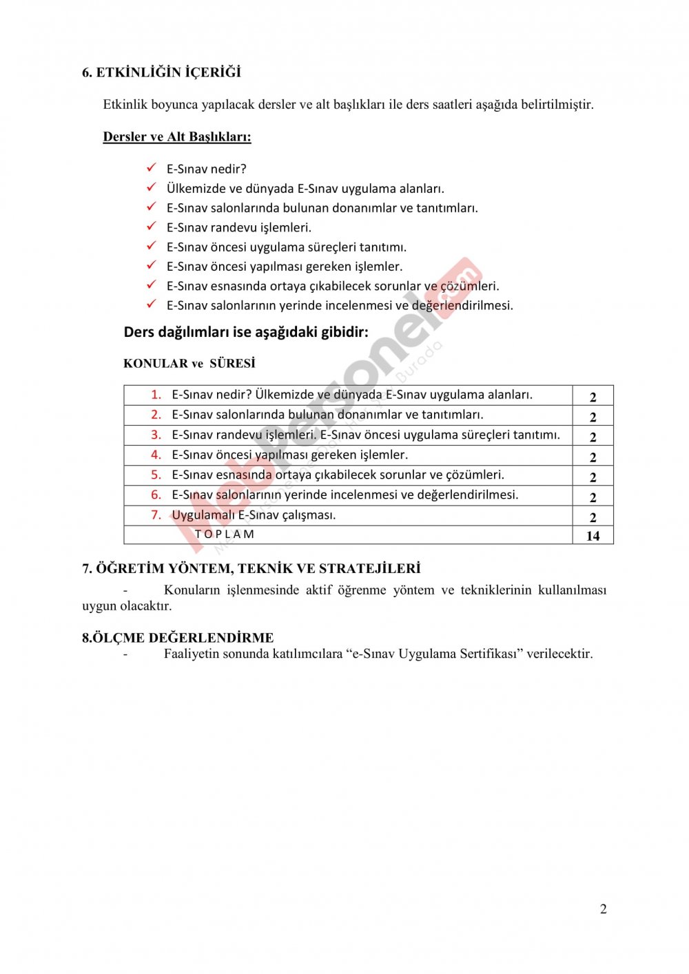 MEB'den ''e-Sınav Uygulama Eğitimi'' Yazısı