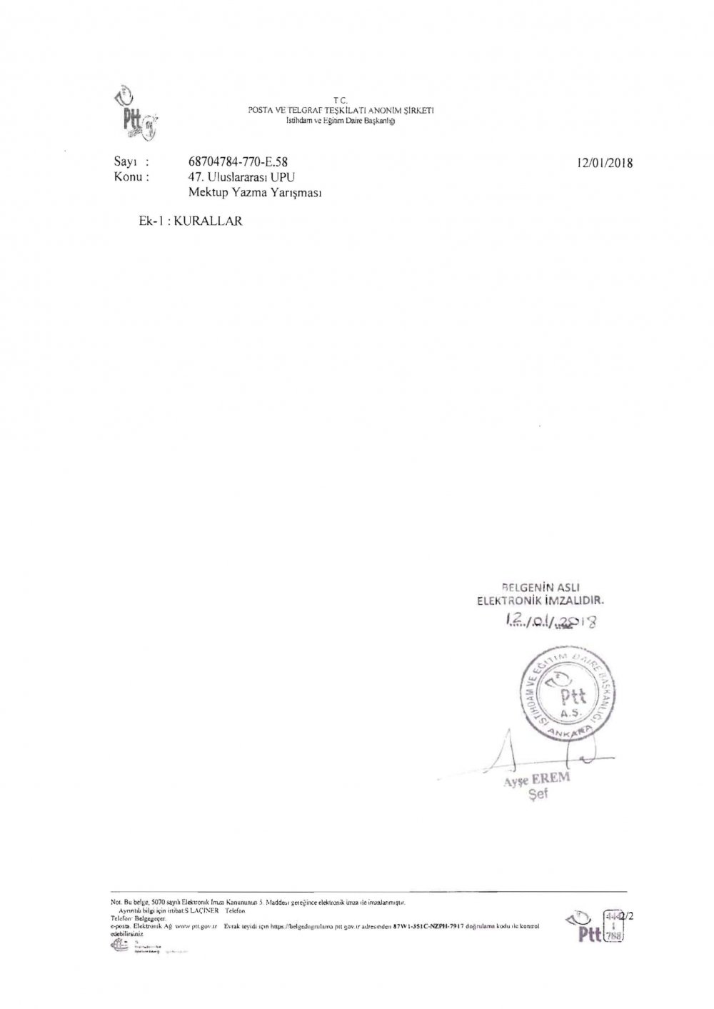 MEB'den ''Mektup Yazma Yarışması'' Yazısı