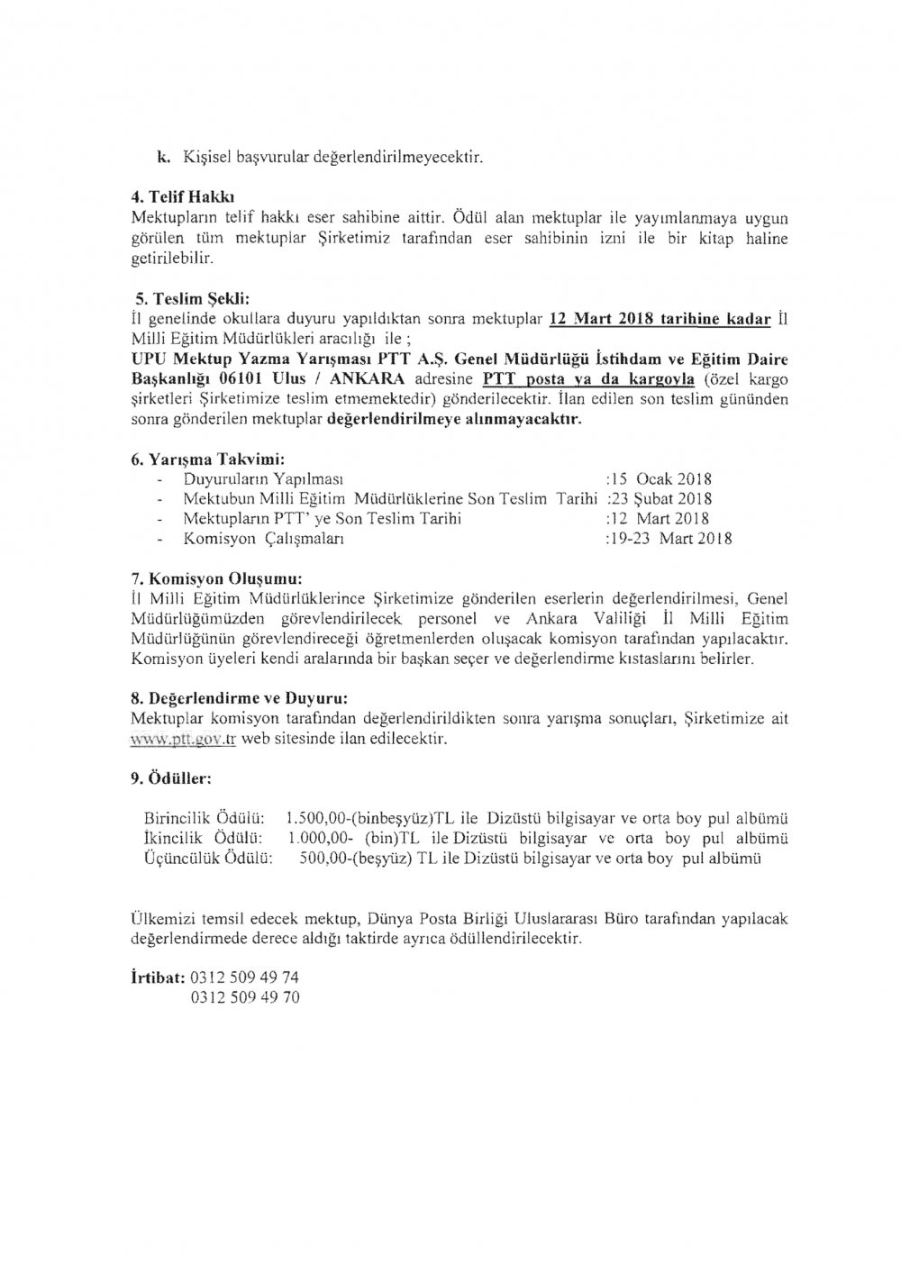 MEB'den ''Mektup Yazma Yarışması'' Yazısı