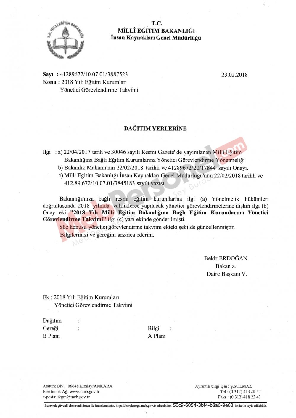 MEB'den ''Yönetici Görevlendirme'' Yazısı