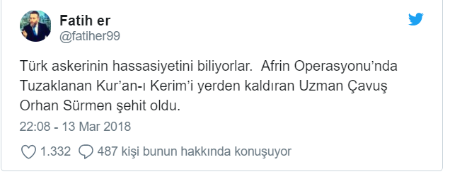 Askerimizi Kuran'ı Kerim'i tuzaklayarak şehit ettiler