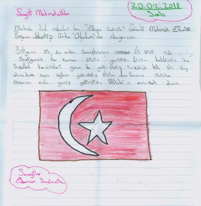 Öğrencilerden Mehmetçiğe teşekkür mektubu