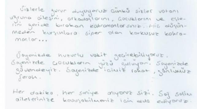 Öğrencilerden Mehmetçiğe teşekkür mektubu