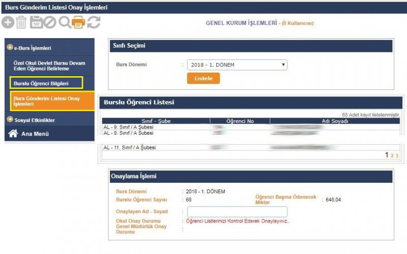 e-Okul Sistemi Üzerinde Burslu Öğrenci İşlemleri