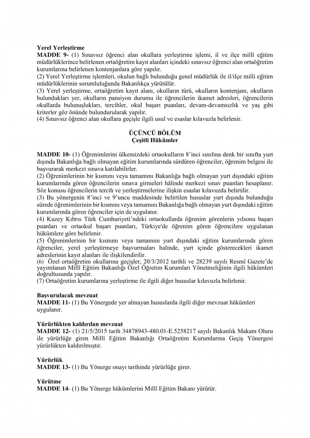 MEB ORTAÖĞRETİME GEÇİŞ YÖNERGESİ YAYIMLANDI