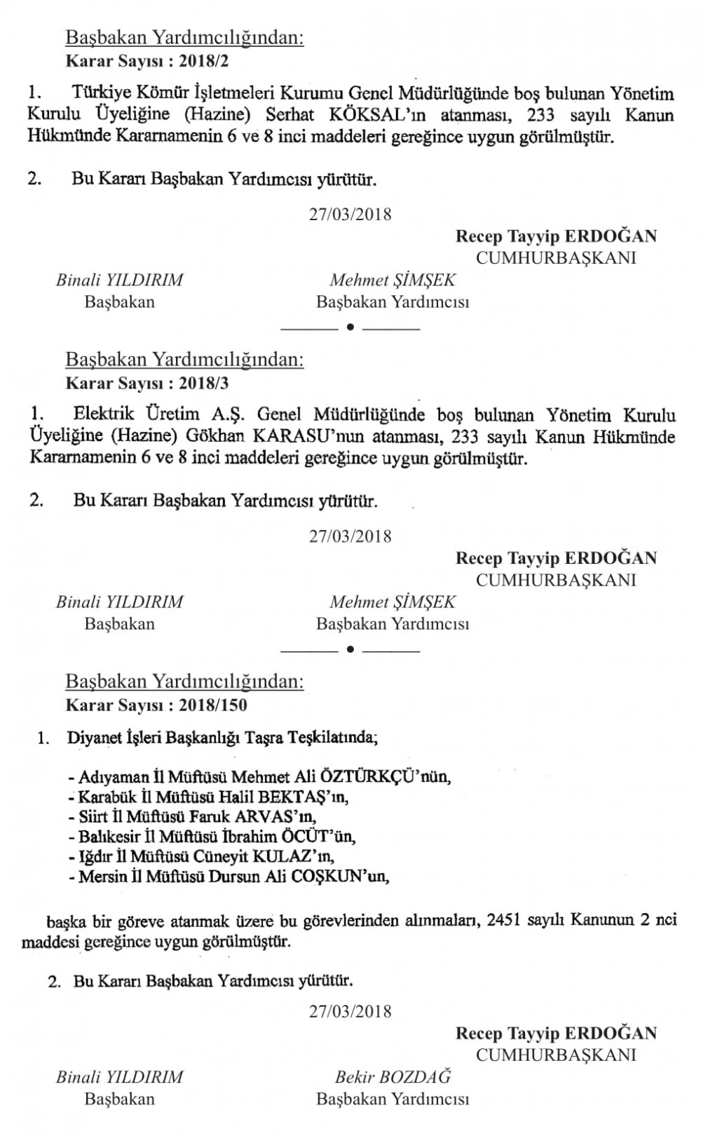 BAKANLIKLARA ÜST DÜZEY ATAMALAR YAPILDI