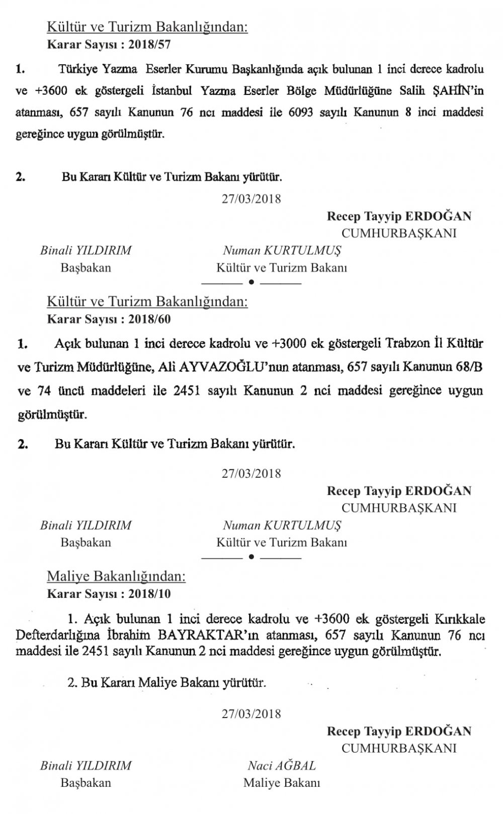 BAKANLIKLARA ÜST DÜZEY ATAMALAR YAPILDI