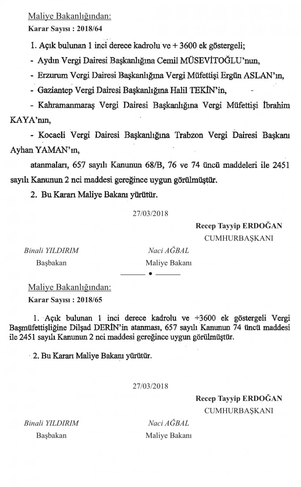 BAKANLIKLARA ÜST DÜZEY ATAMALAR YAPILDI