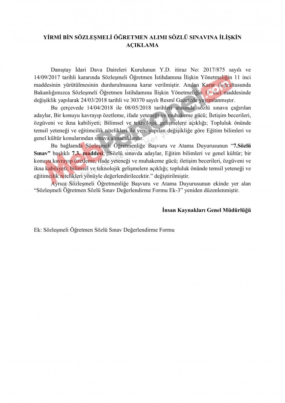 MEB'den 20 Bin Sözleşmeli Öğretmen Alımı Mülakatları İle İlgili Açıklama