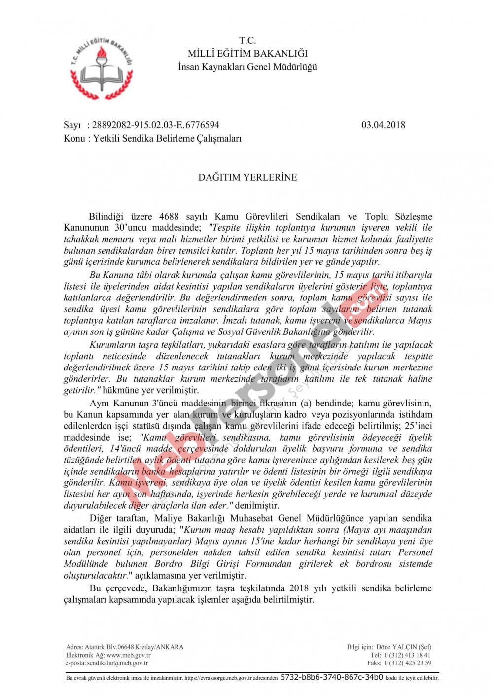 Yetkili Sendika Belirleme Süreci Başlıyor