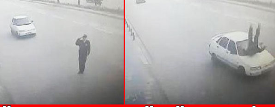 Otomobil, Vali'ye selam veren polise çarptı