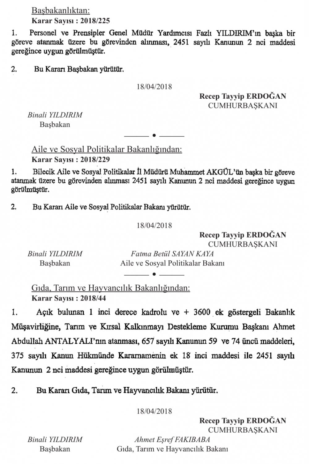 BAKANLIKLARA ÜST DÜZEY ATAMALAR YAPILDI