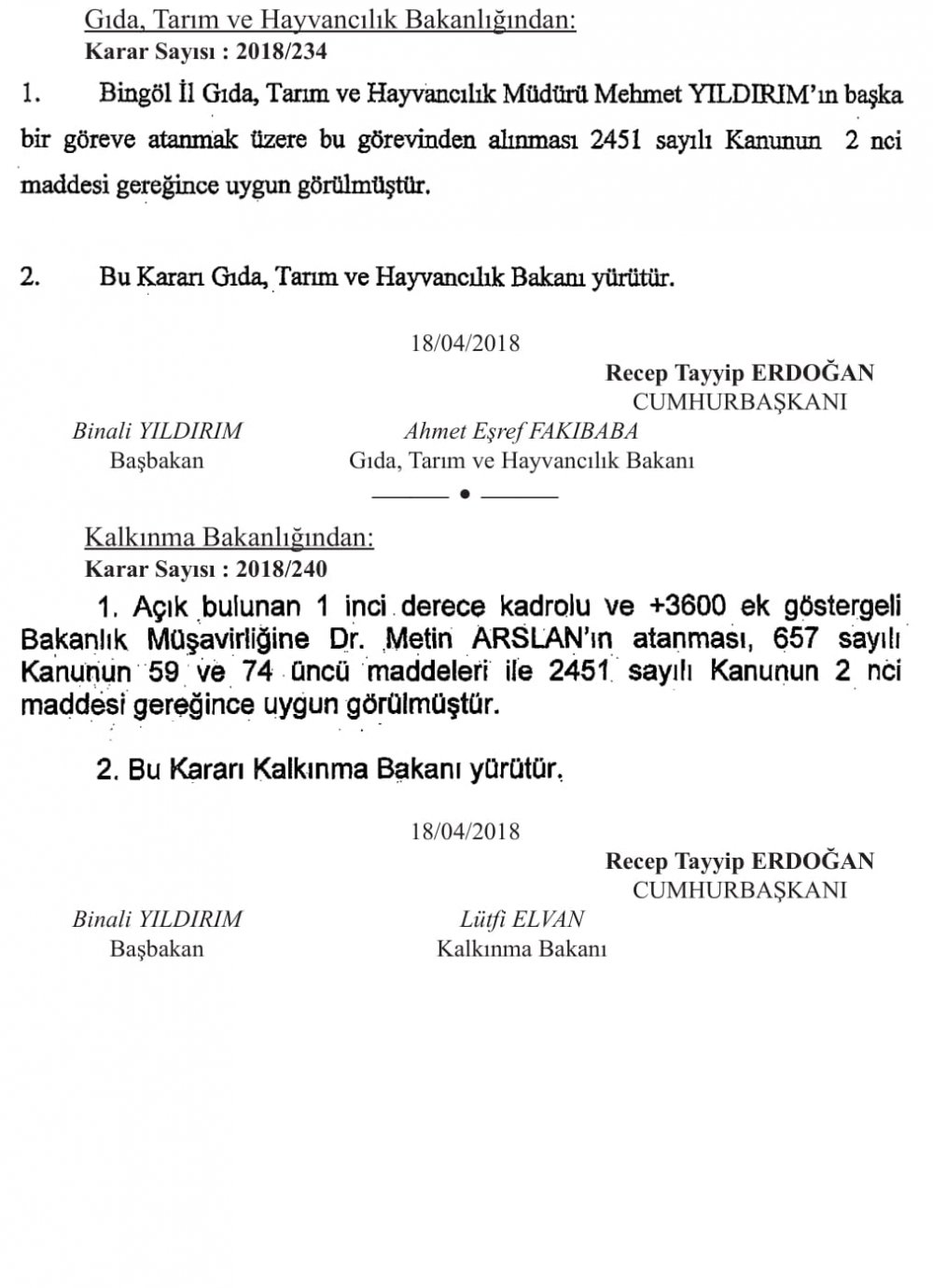 BAKANLIKLARA ÜST DÜZEY ATAMALAR YAPILDI