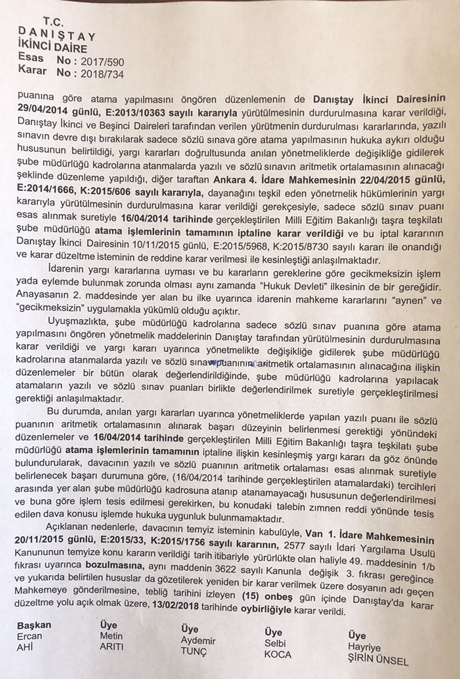 1709 şube müdürü atamasında bir iptal kararı daha...
