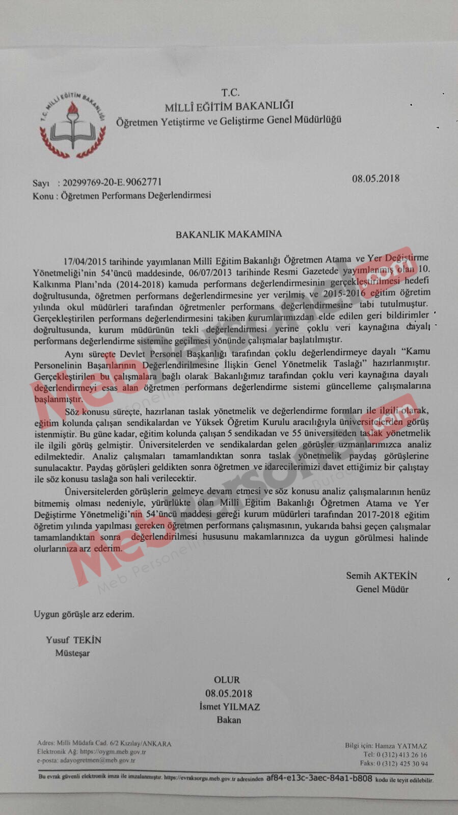 MEB'den Önemli Açıklama: ''Öğretmenlere Performans Değerlendirmesi Bu Yıl Yapılmayacak''
