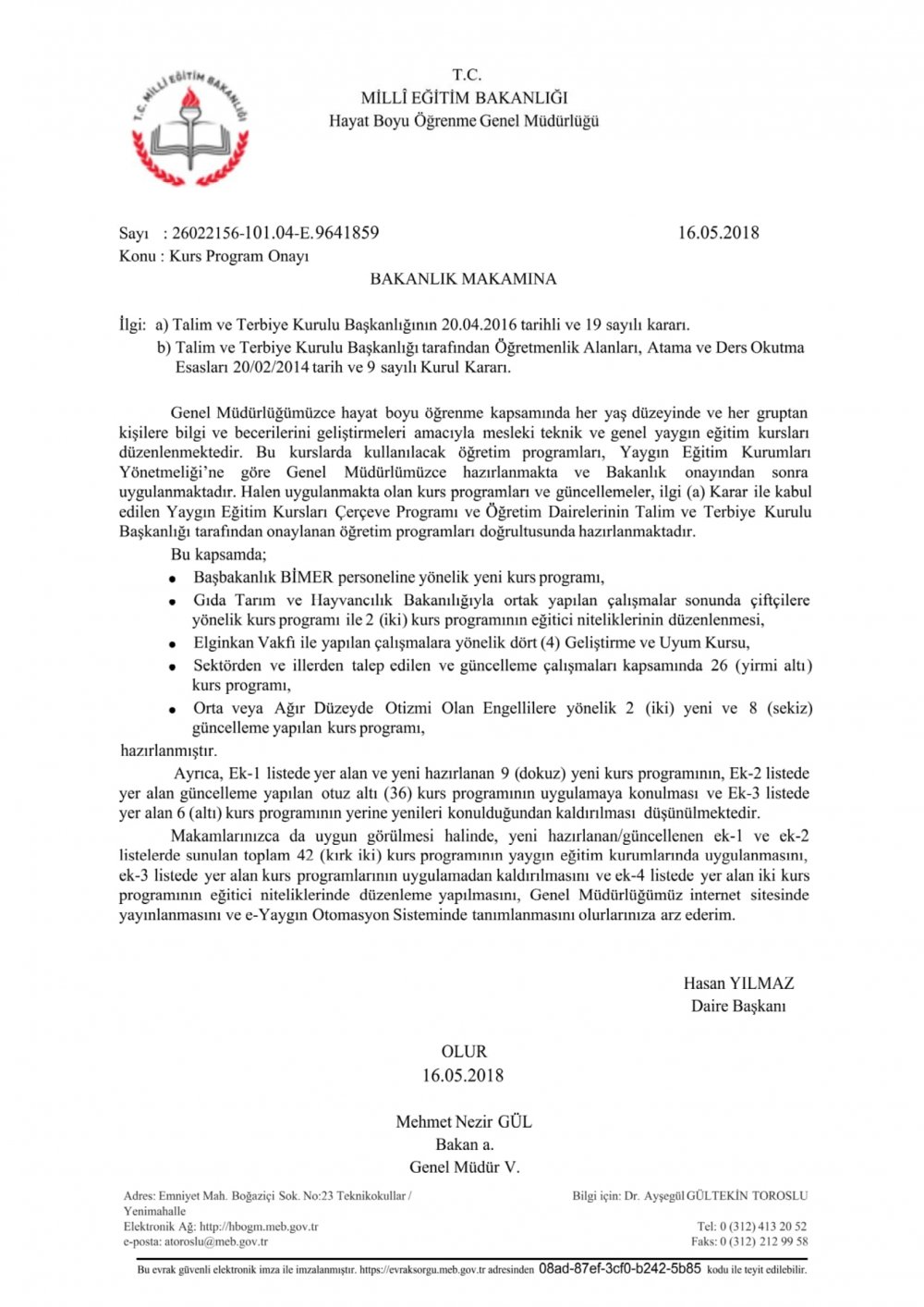 MEB'DEN 45 KURS PROGRAMI ONAYI