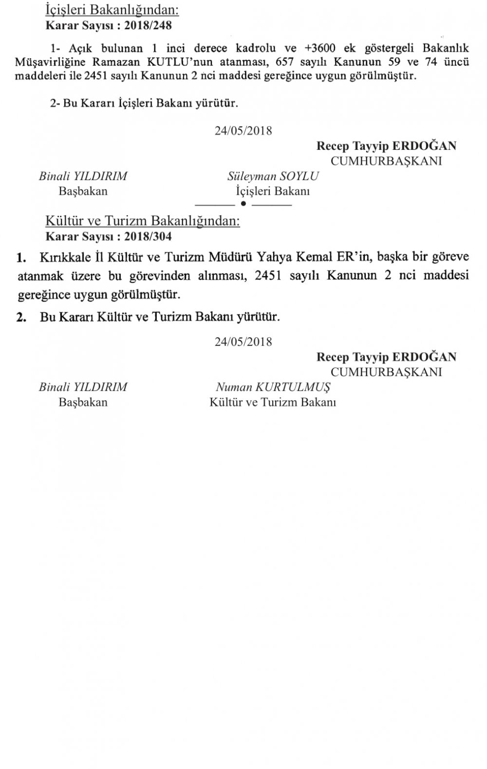 BAKANLIKLARA ÜST DÜZEY ATAMALAR YAPILDI