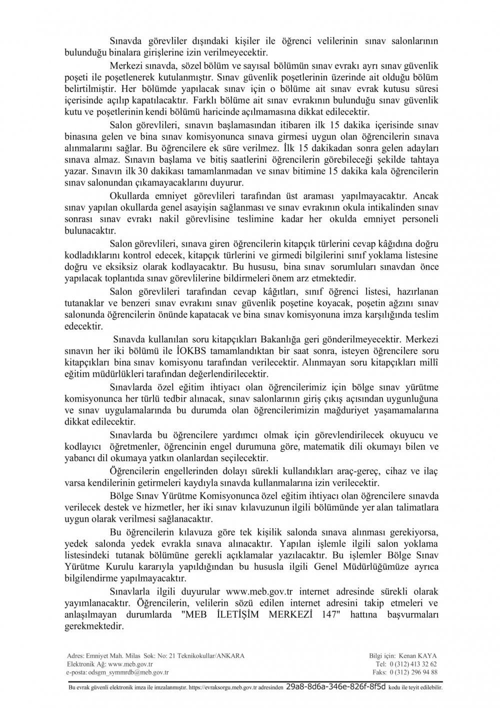 2018 Merkezi Sınav ve İOKB Sınavlarında Dikkat Edilecek Hususlar