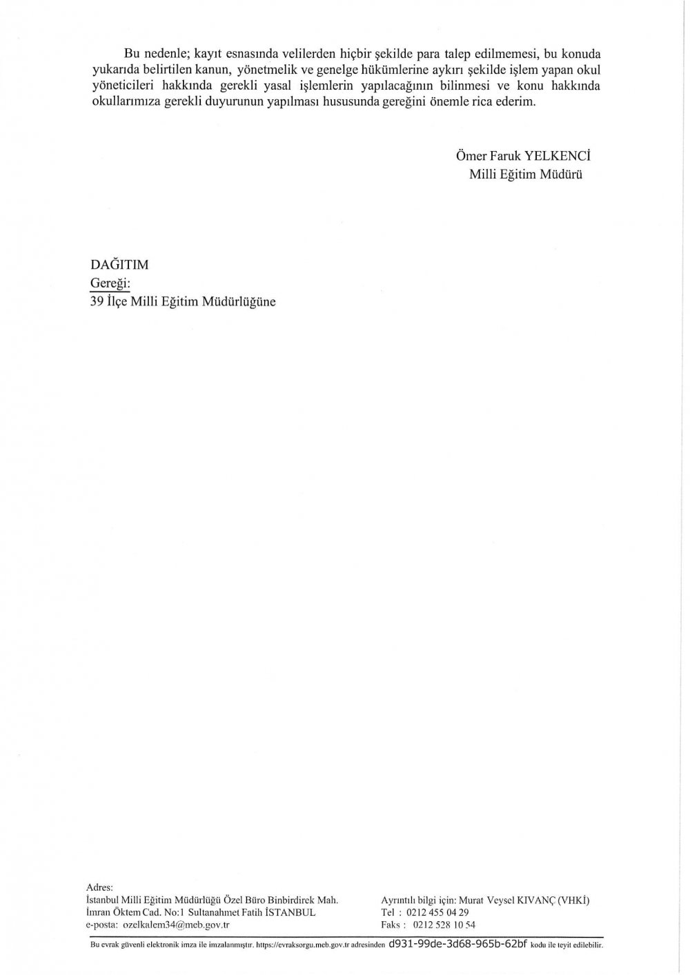 Okul Kayıtlarına İlişkin Önemli Duyuru