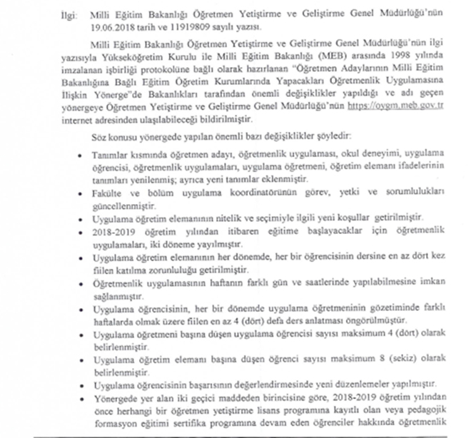 Öğretmenlik lisans bölümünde okuyan öğrenciler için yapılan düzenlemeler