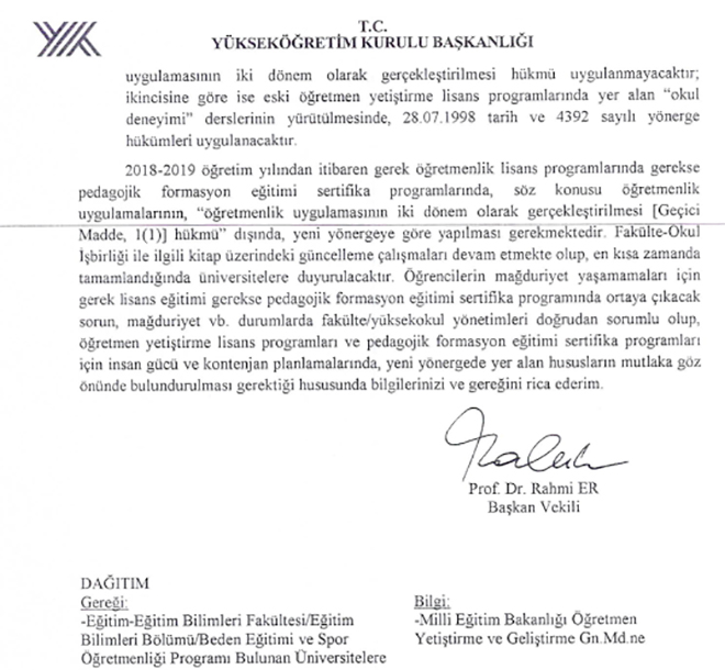 Öğretmenlik lisans bölümünde okuyan öğrenciler için yapılan düzenlemeler