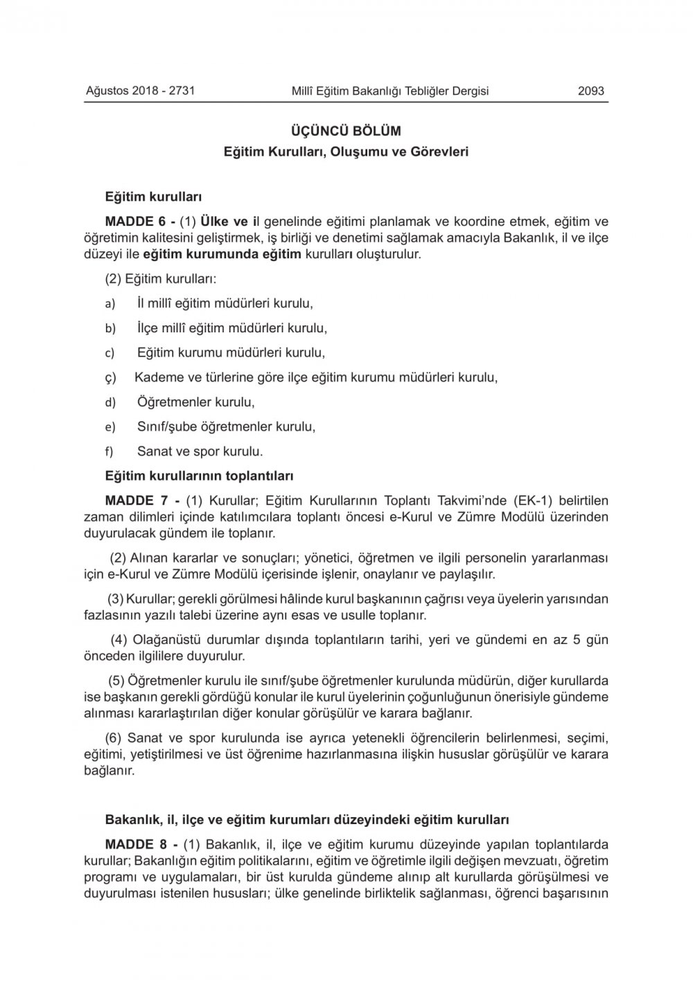 MEB EĞİTİM KURULLARI VE ZÜMRELERİ YÖNERGESİNDE DEĞİŞİKLİK YAPILDI