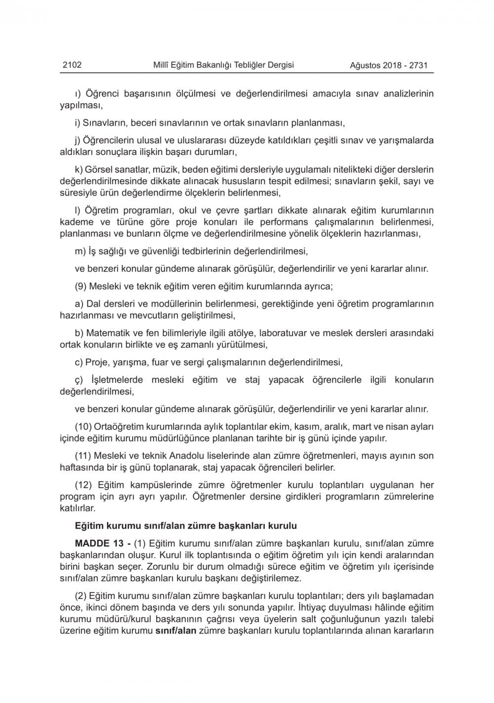 MEB EĞİTİM KURULLARI VE ZÜMRELERİ YÖNERGESİNDE DEĞİŞİKLİK YAPILDI