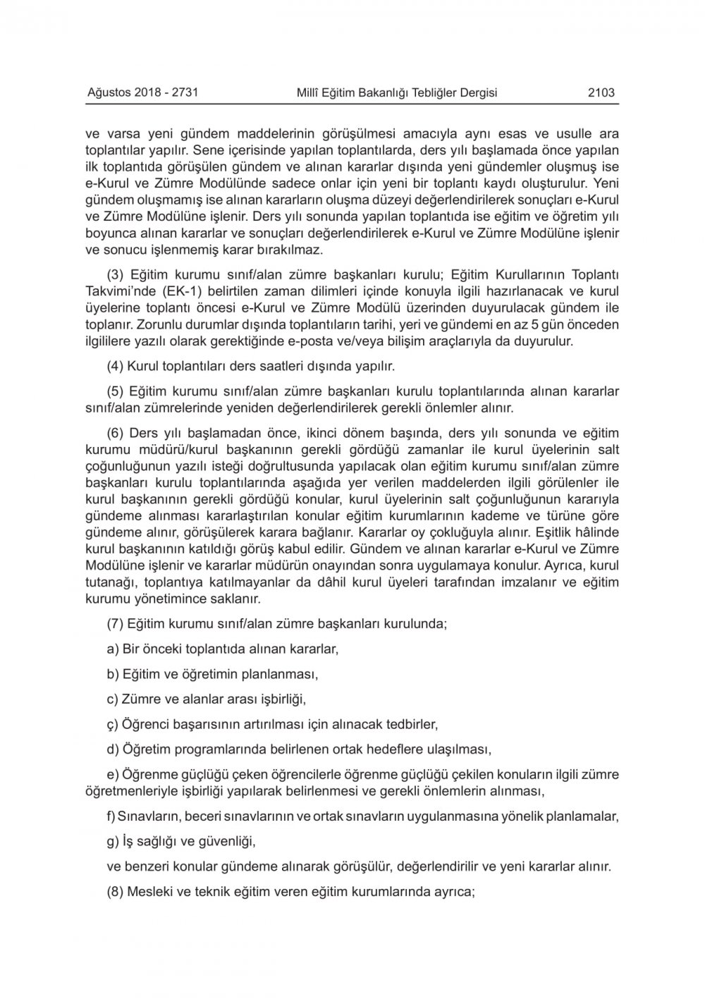 MEB EĞİTİM KURULLARI VE ZÜMRELERİ YÖNERGESİNDE DEĞİŞİKLİK YAPILDI