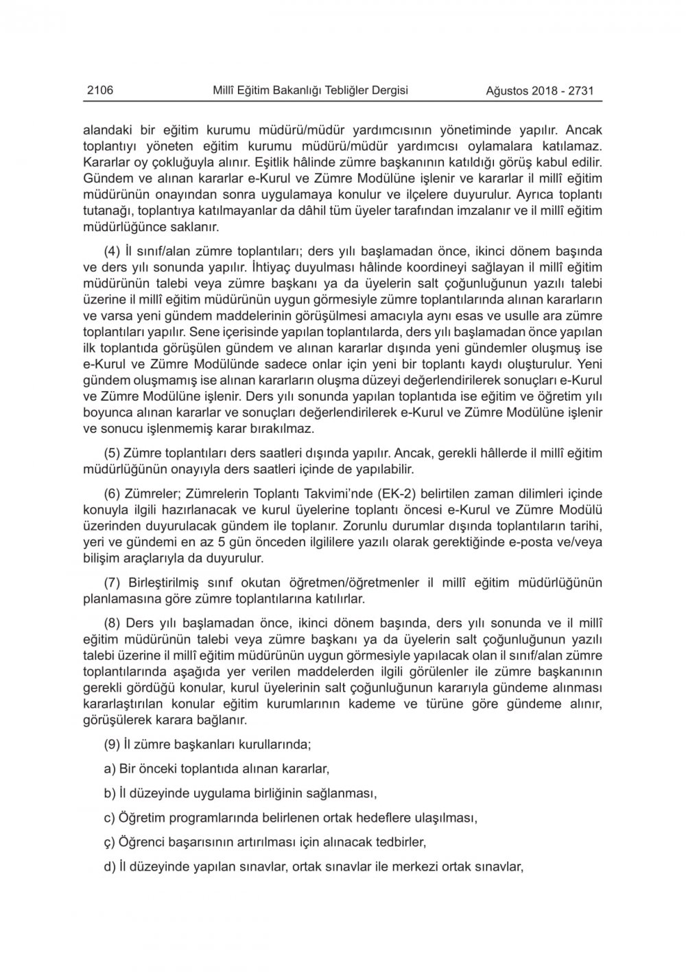 MEB EĞİTİM KURULLARI VE ZÜMRELERİ YÖNERGESİNDE DEĞİŞİKLİK YAPILDI