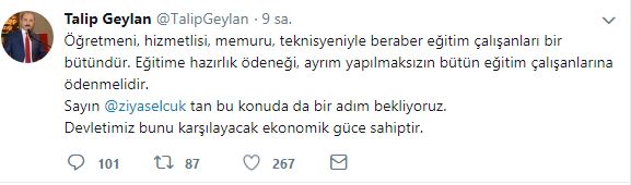 Talip Geylan'dan ''Eğitime Hazırlık Ödeneği ve İl/ilçe Emri'' Açıklaması
