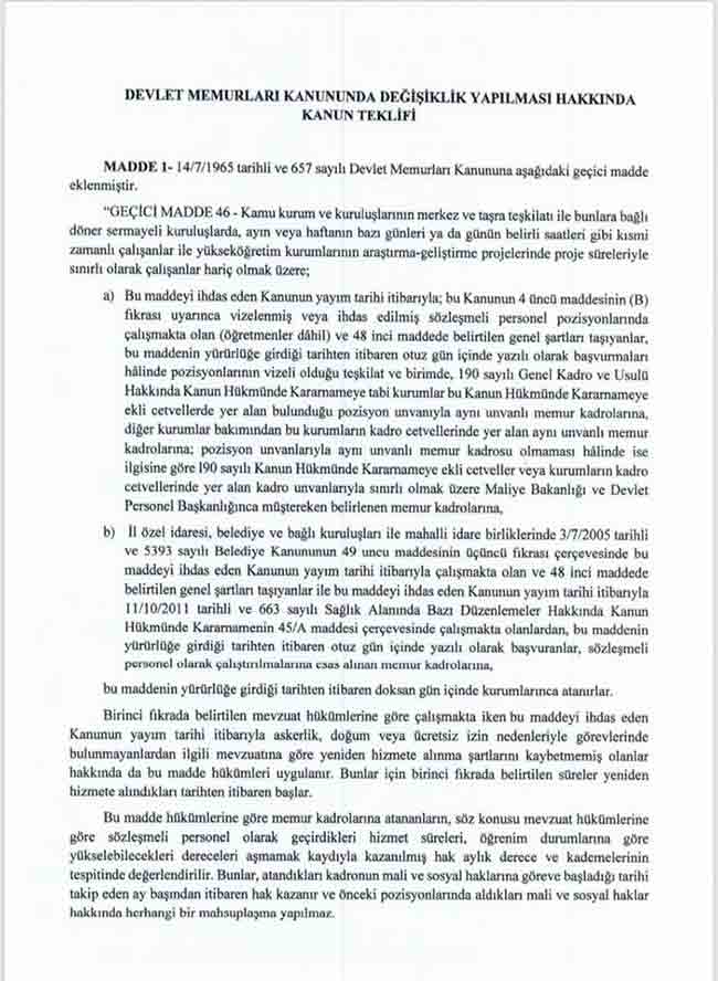 İsmail Koncuk’tan sözleşmeli personelin kadroya alınması için kanun teklifi