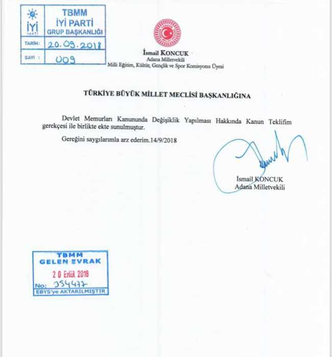 İsmail Koncuk’tan sözleşmeli personelin kadroya alınması için kanun teklifi