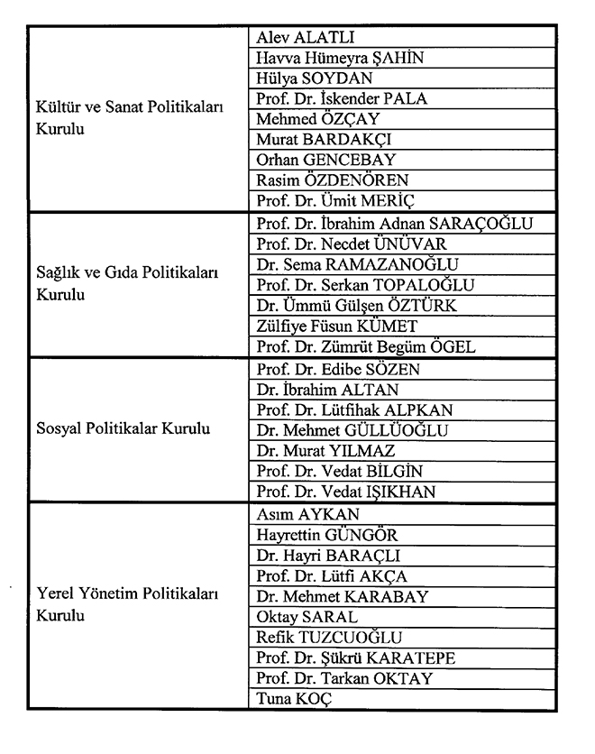 Cumhurbaşkanlığı'ndaki 9 politika kurulunun tümüne atama yapıldı