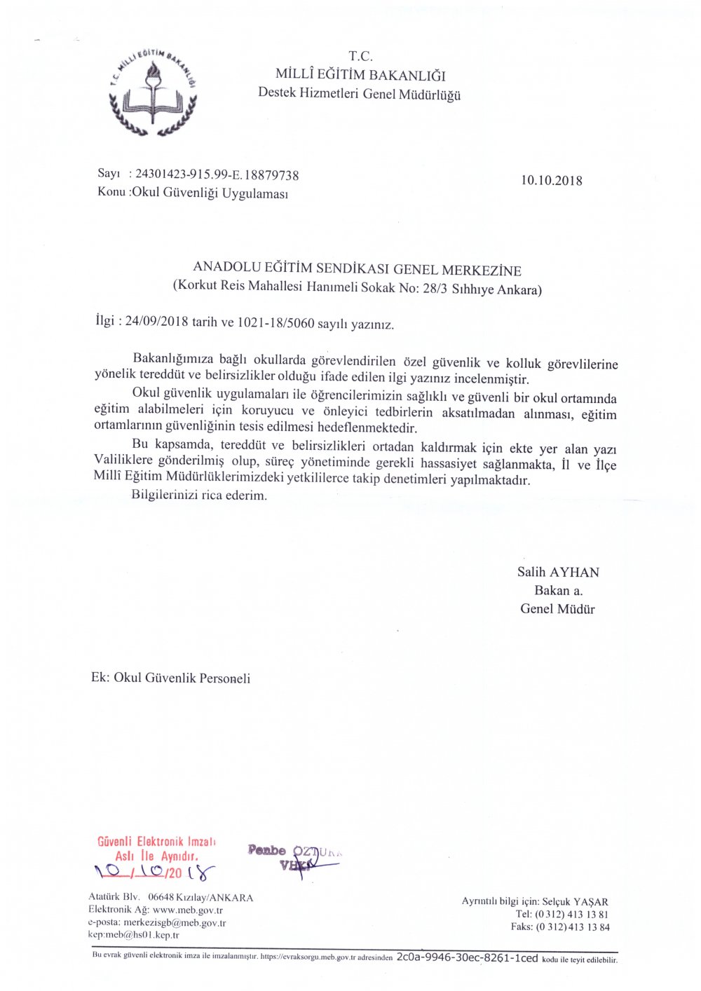 Okul Güvenliği Uygulamaları İçin MEB’den Cevap