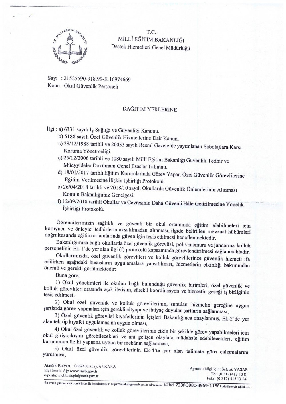 Okul Güvenliği Uygulamaları İçin MEB’den Cevap