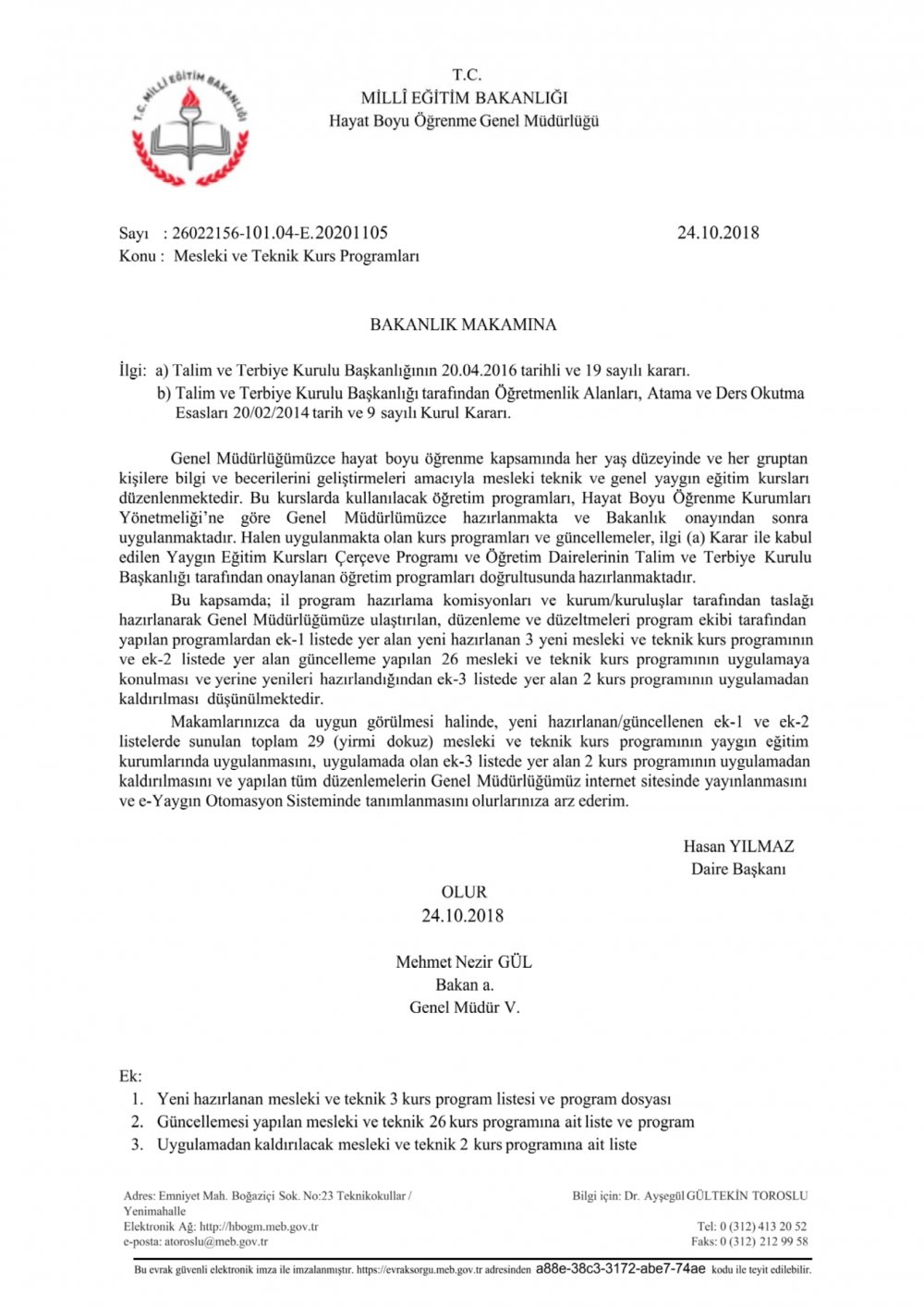 MEB'DEN YENİ KURS PROGRAMLARI YAZISI