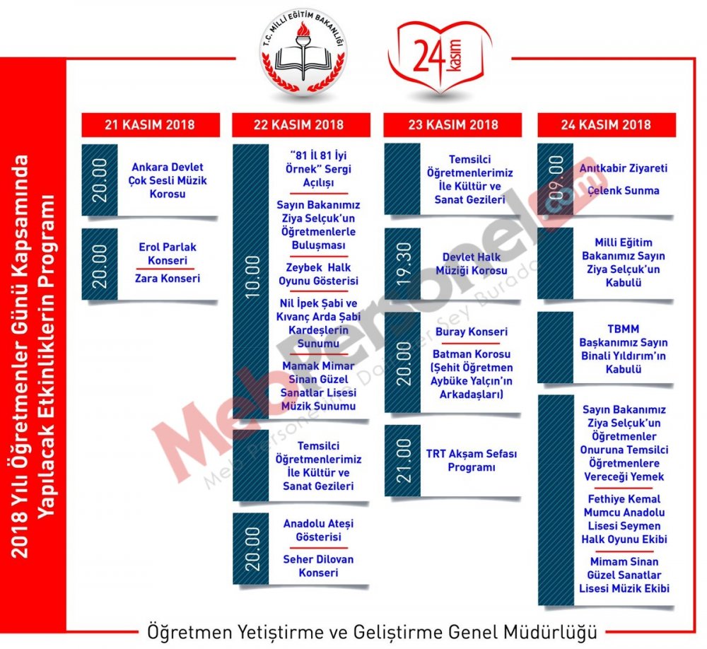 MEB, Öğretmenler Günü Kapsamında Yapılacak Etkinliklerin Programını Açıkladı