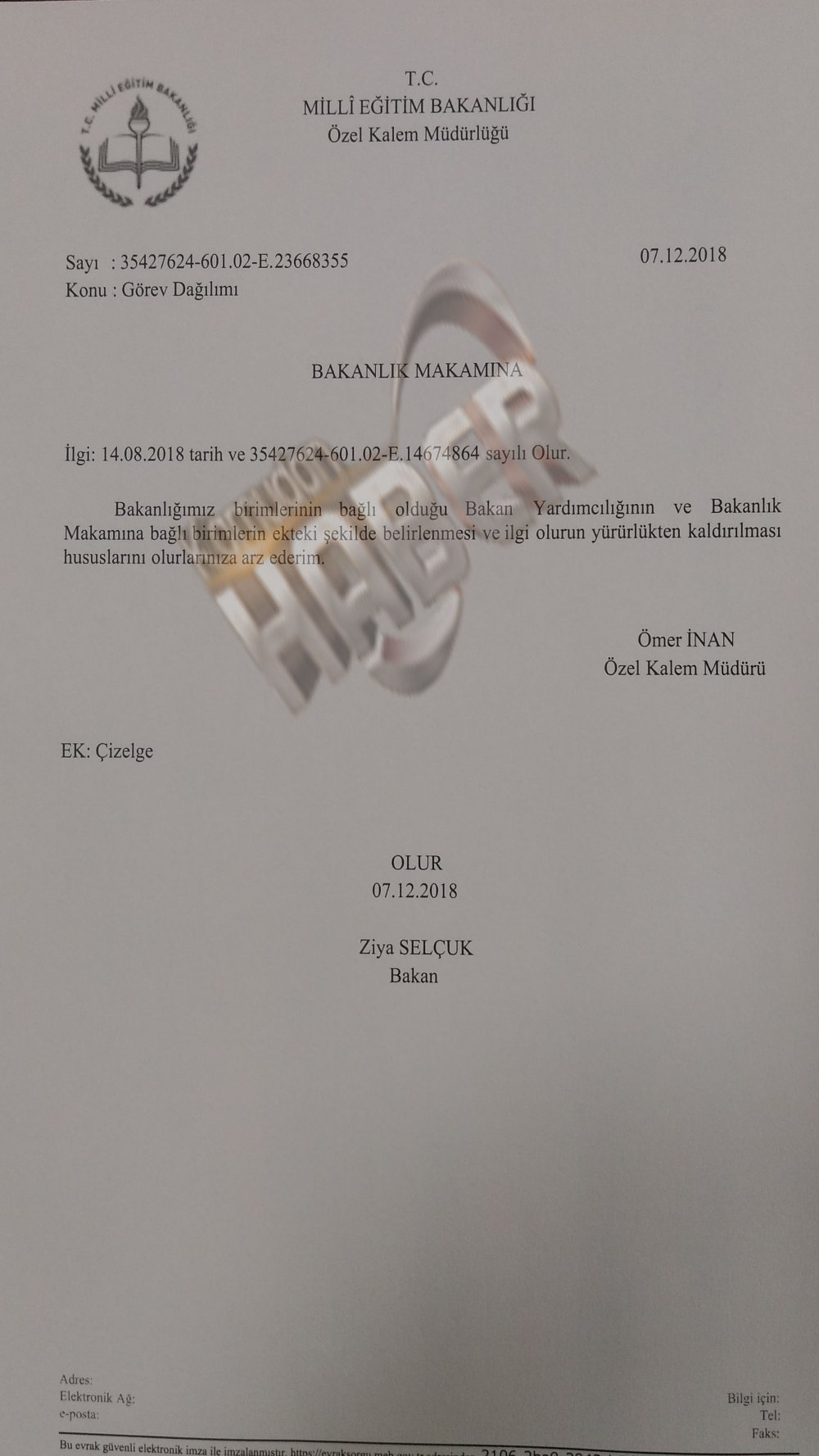 MEB Merkezi teşkilatın görev dağılımı belli oldu