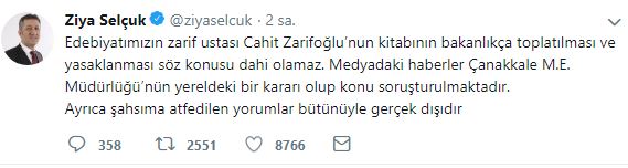 Ziya Selçuk'tan ''Cahit Zarifoğlu'' Açıklaması