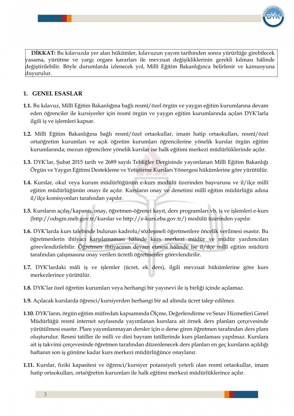 2. Dönem Destekleme ve Yetiştirme Kurs İşlemleri