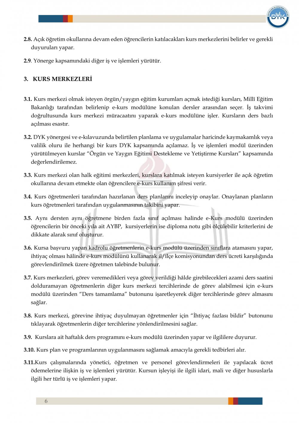 2. Dönem Destekleme ve Yetiştirme Kurs İşlemleri