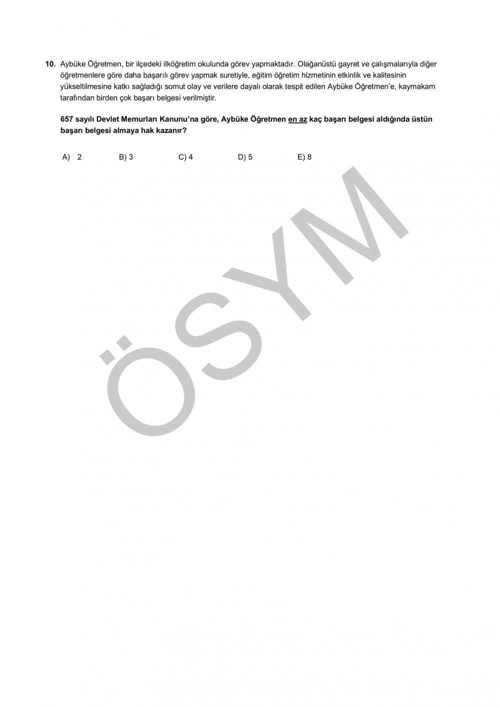 2019 EKYS İçin Örnek Sorular Yayımlandı